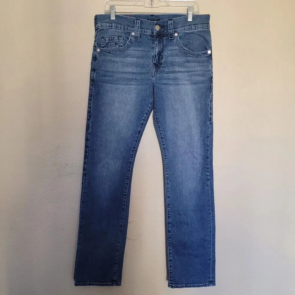 True Religion Ricky Relaxed Straight Mens Jeans Size 32 33W x 32L Medium Wash